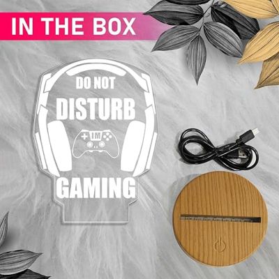 3D Illusion Do Not Disturb Gaming Night Lamp with Automatic Color Changing Light   Gaming Room Decor Light  Gift for Gamer  Birthday Gift